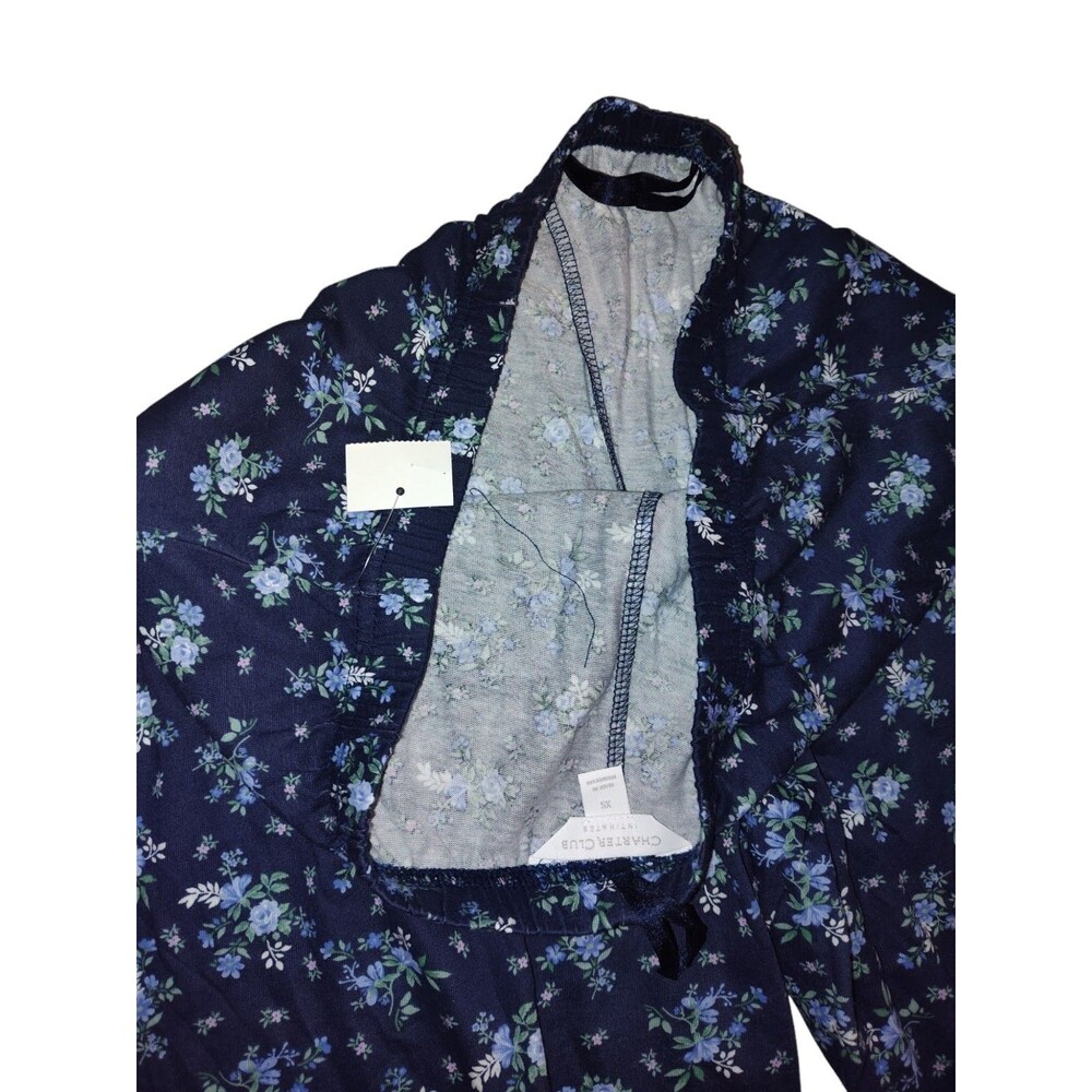 One Piece Pajama Sale Blue Floral Top XS  Size Button Long sleeve Charter Club